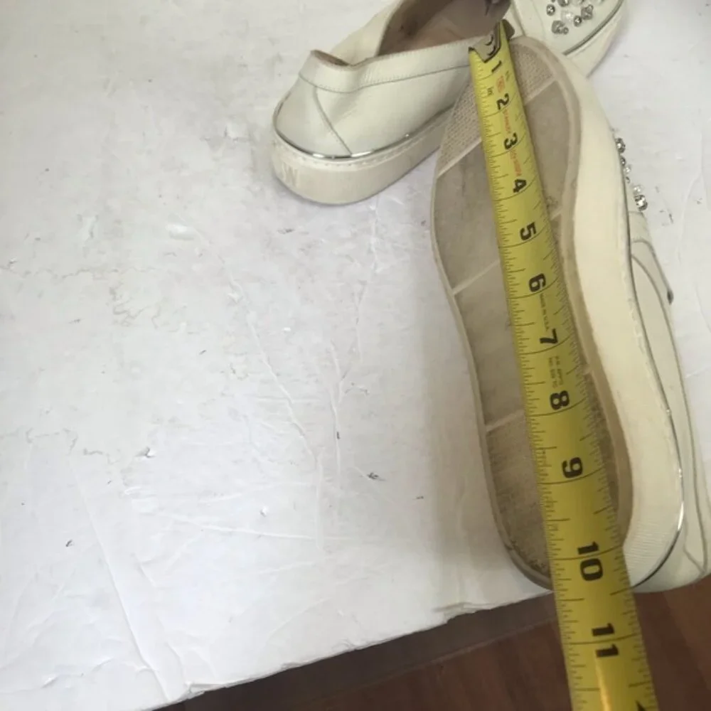 Stuart Weitzman Pearl Embellished Leather SlipOn Platform Sneakers Shoe Slides 7 - Picture 16 of 16